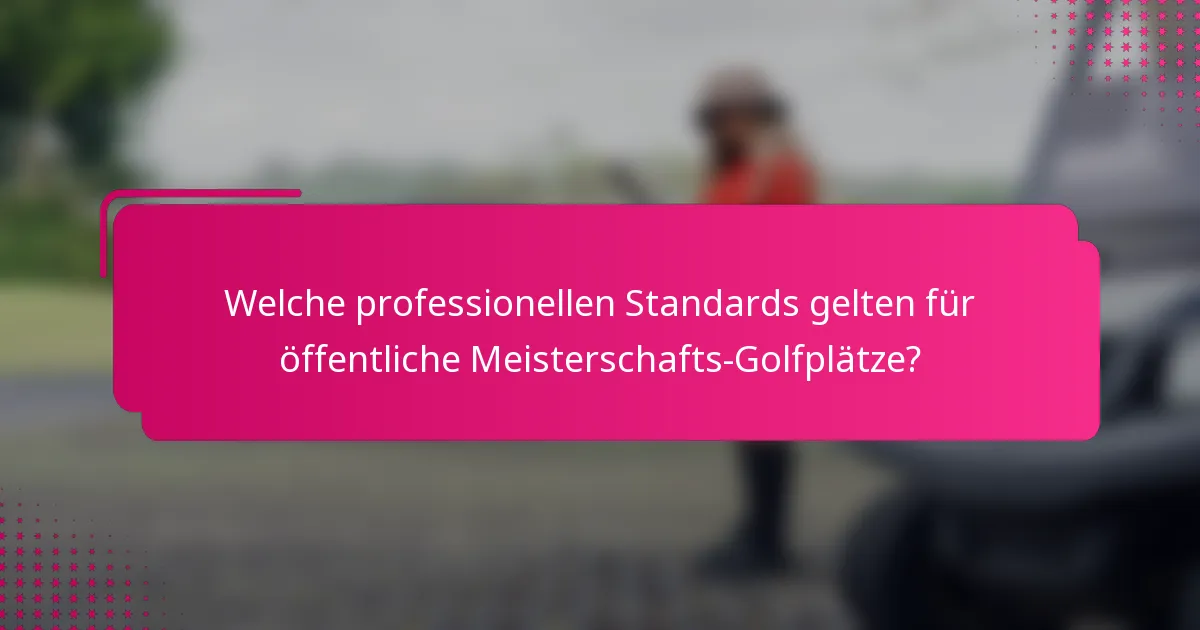 Welche professionellen Standards gelten für öffentliche Meisterschafts-Golfplätze?